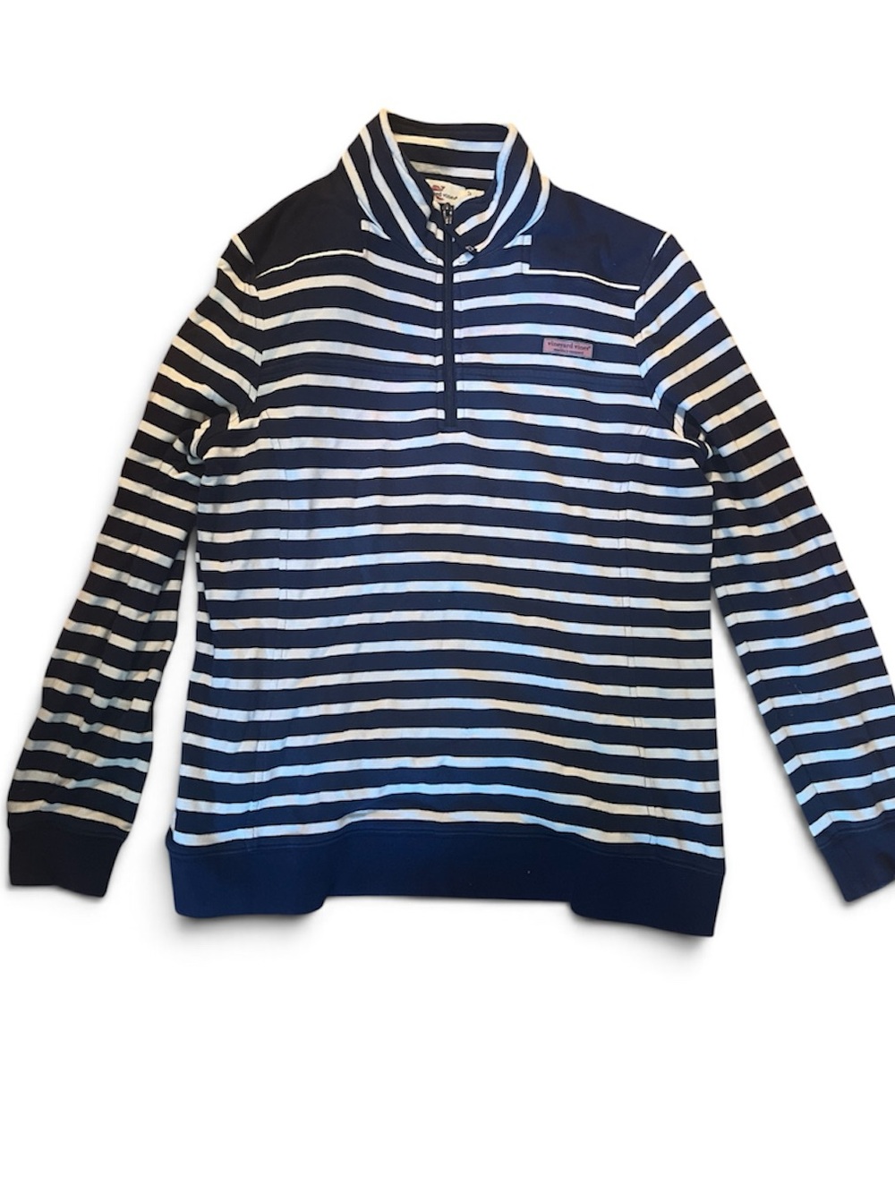 Vineyard Vines Navy and White Striped Zip-Up Sweater